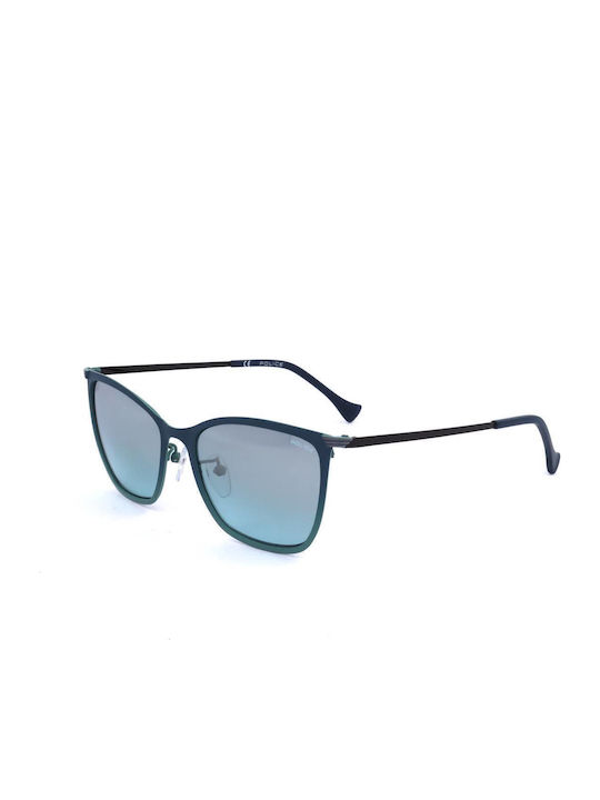Police Women's Sunglasses with Green Metal Frame and Gray Lens SPL191 KB1X