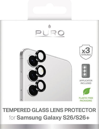 Puro Προστασία Κάμερας Tempered Glass Μαύρο για το Samsung Galaxy S26/s26 Plus
