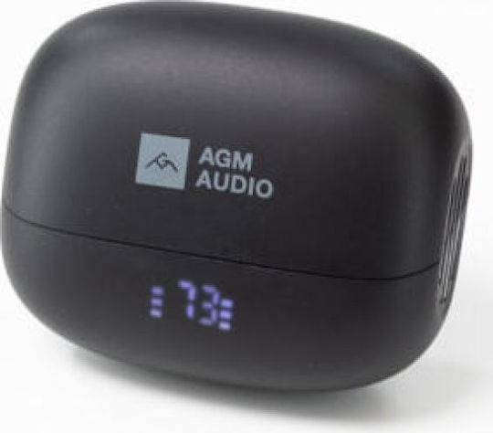AGM Open Buds 1 Bluetooth Handsfree Ακουστικά με Αντοχή στον Ιδρώτα και Θήκη Φόρτισης Μαύρα