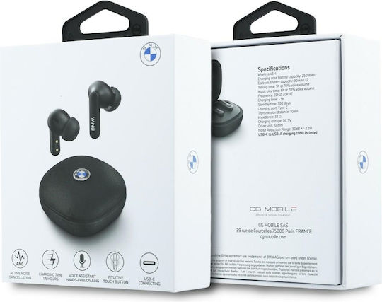 BMW Leder Metall Logo In-Ear Bluetooth Kopfhörer mit Ladekoffer Schwarze