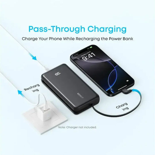 Anker Zolo Външна батерия 20000mAh 22.5W с USB-A Порт и USB-C Порт Power Delivery / Quick Charge Черен