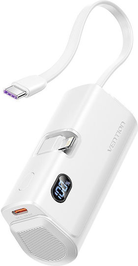 Vention FHRW0 Lightning Power Bank 4800mAh 22.5W με Θύρα USB-C Λευκό