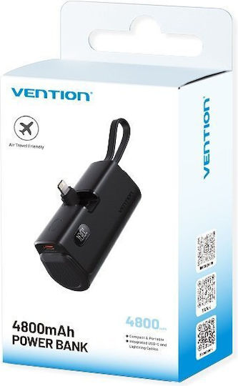 Vention FHRB0 Power Bank 4800mAh 22.5W with USB-C Port Black