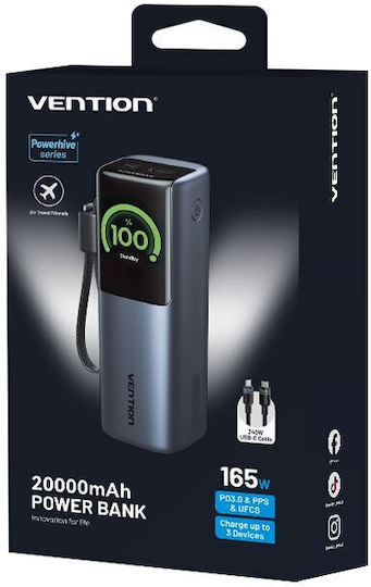Vention Powerhive 20000mAh 165W με Θύρα USB-A και Θύρα USB-C Μαύρο