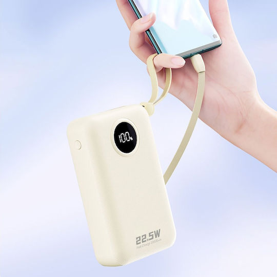 Dudao K-14 Baterie externă 20000mAh 22.5W Power Delivery / Încărcare rapidă / PPS Bej