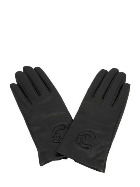 Black Women's Leather Touch Gloves