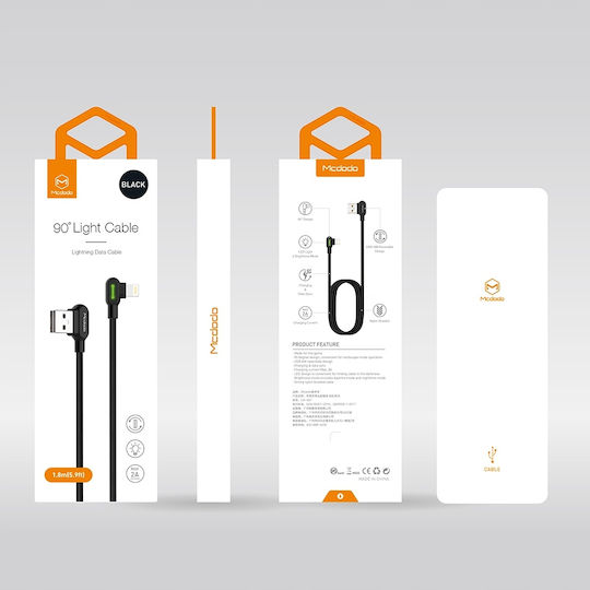 Mcdodo 90° Angled Usb-c Cable Fast Charging Reversible Usb Type-c Led 0.5m