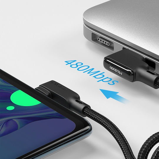 Mcdodo Abgewinkeltes USB Typ-C Kabel Spiral Feder Schnellladekabel mit LED