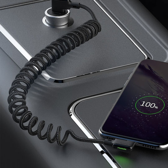 Mcdodo Abgewinkeltes USB Typ-C Kabel Spiral Feder Schnellladekabel mit LED