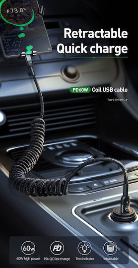 Mcdodo Usb-c Spiral Spring Cable Fast Charging Usb Type-c Led 2m