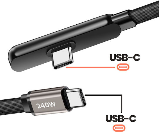 Avizar Cablu Usb-c La Usb-c Power Delivery 240w Design În Unghi 1.5m Negru