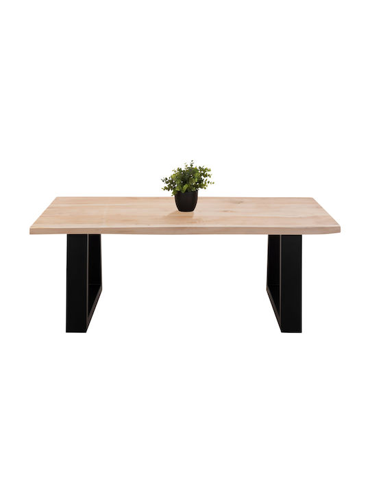 Rechteckiger Zentral-Kaffeetisch Sofia Slim aus Massivholz Hell Natur M115xT65xH45cm
