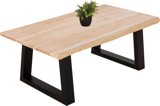 Rectangular Central Coffee Table Sofia Slim from Solid Wood Light Natural L115xW65xH45cm