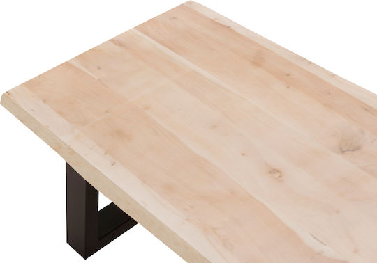 Rectangular Central Coffee Table Sofia Slim from Solid Wood Light Natural L115xW65xH45cm