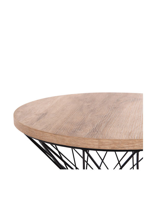 Round Side Coffee Table Keon Wooden Sonoma W45xL45xH50cm