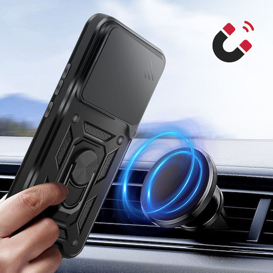 Husă Avizar Redmi Note 15 4g Capac Rotativ Cameră Inel Stand Negru