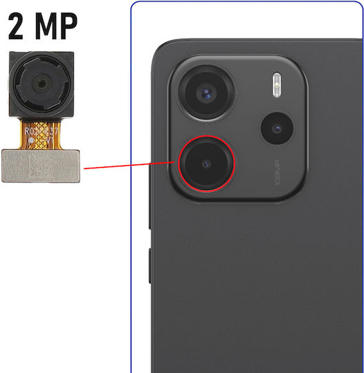 Clappio 2mp Depth Rear Camera Replacement Redmi Note 14 4g Black
