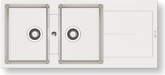 Pyramis Ithaka 2B 1D 070245211 Drop-In Spüle aus Verbundgranulat B116xT50cm Snow