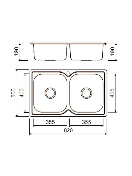 Macart Ecotype N-200 Ένθετος Νεροχύτης Inox Σατινέ Μ82xΠ50cm Ασημί