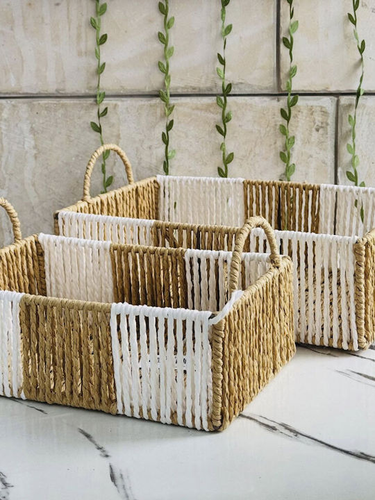TnS Καλάθι Απλύτων Ψάθινο 30x20x10cm Καφέ