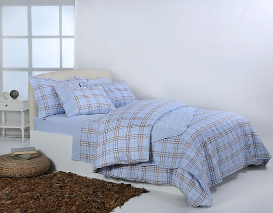Silk Fashion Κουβερλί Μονό Βαμβακερό Σιέλ 160x220cm