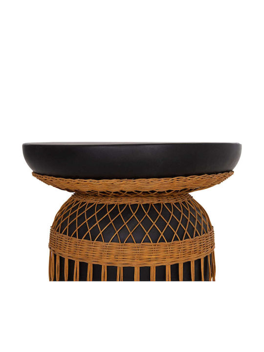 Round Table Dining Room from Cement Black Velvet-Black Metal 60x60x76cm