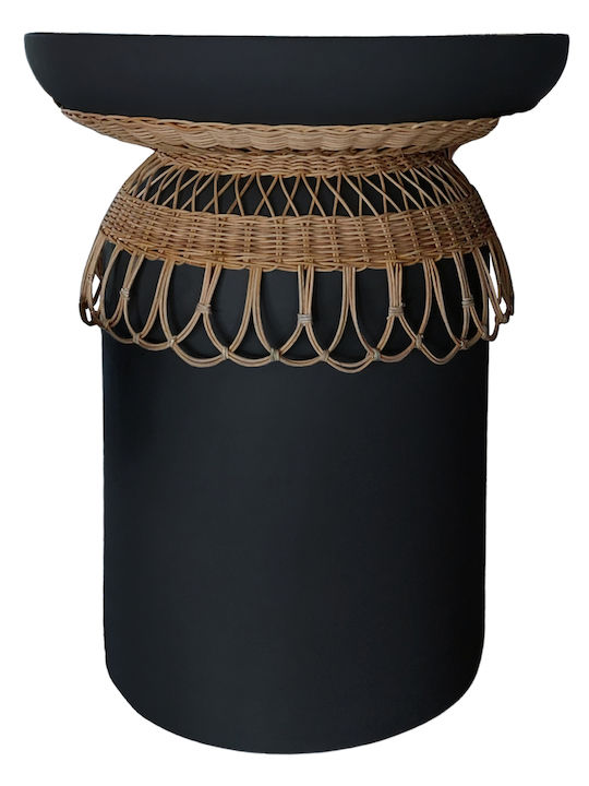 Prilep Round Table Dining Room from Cement Black Velvet-Black Metal 60x60x76cm