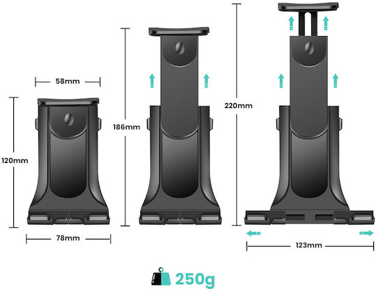Avizar Suction Cup Car Mount 7“ To 10” Tablets Smartphones 360° Rotating Head Black