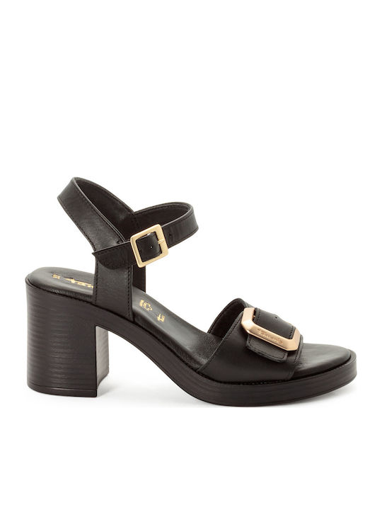 Damen Sandalen Schwarz Leder