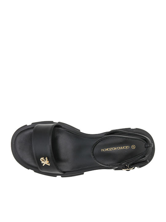 Damen Sandalen Schwarz Leder