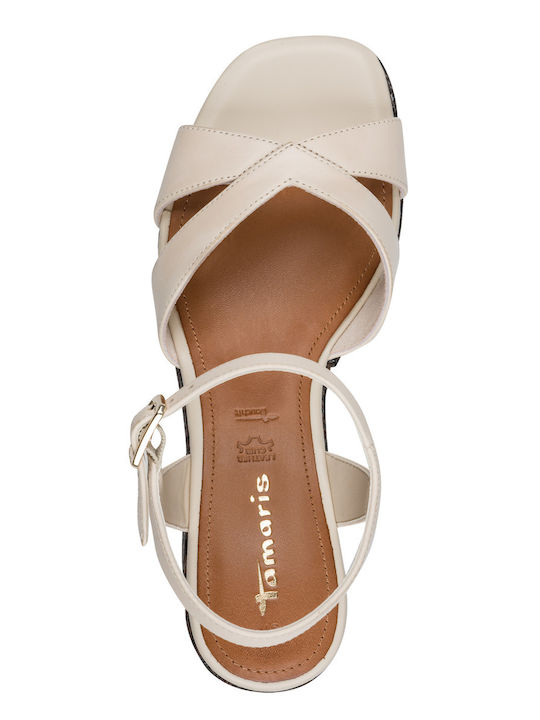 Damen Sandalen Aus Leder Beige