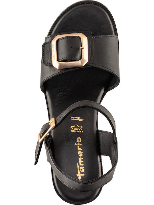 Damen Sandalen Schwarz Leder