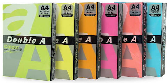 Double A Colored Paper Copier A4 80gsm 100 Sheets Pack Double A 5 Intense Assorted Colors