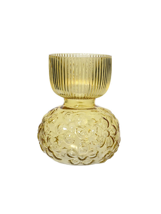 Kaemingk Dekorative Vase Glas Gelbe 18x18xH23cm