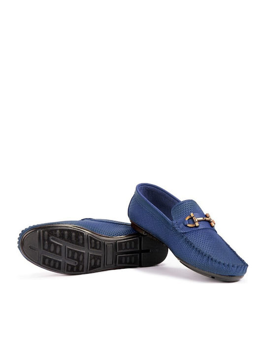 Leather Men's Moccasins in Blue Colour