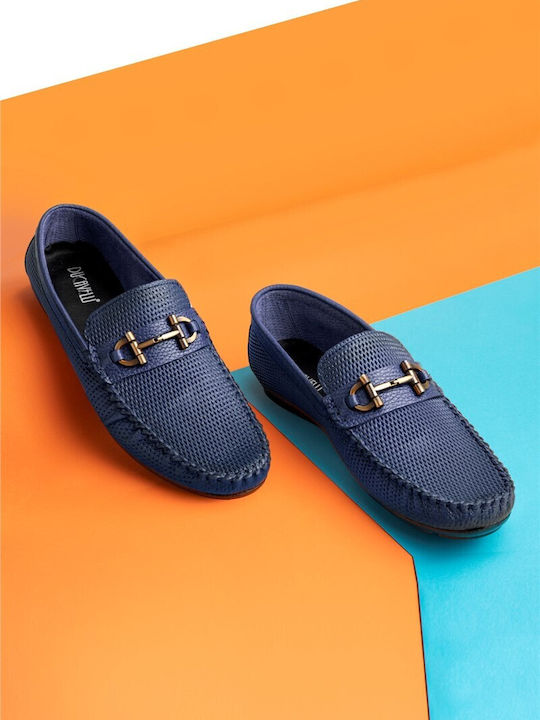 Leather Men's Moccasins in Blue Colour