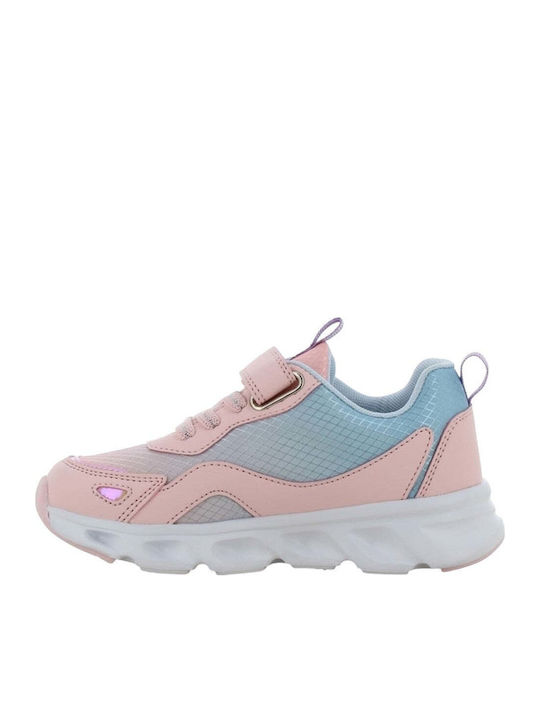 Kids Sneakers Anatomic with Hoop & Loop Closure & Lights Pink