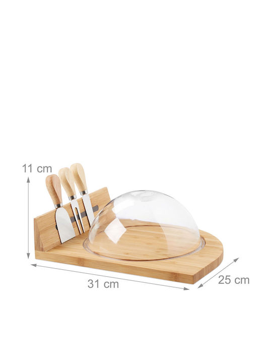 Relaxdays Сервиране На Плато За Сирене С Дръжка Дървено 31x25см