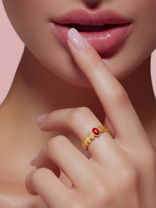Eluna Women's Ring with Stones from Gold Plated Steel