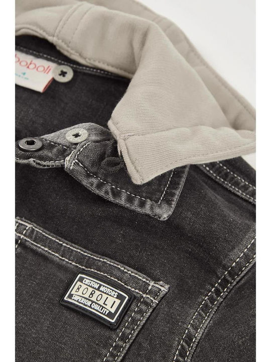 Kids Denim Jacket with Hood Grey