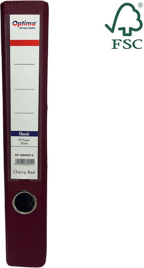 Optima Clasic & Premium Mapă Cu Inele În Formă De Arc A4 Laminată Hârtie Pp Margine Metalică 50 Mm Optima Clasic Burgundy