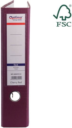 Optima Clasic & Premium Mapă Cu Inele În Formă De Arc A4 Laminată Hârtie Pp Margine Metalică 75 Mm Optima Clasic Burgundia