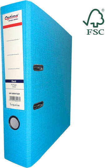 Optima Clasic & Premium A4 Binder Laminated Pp Paper Metal Edge 75 Mm Optima Classic Sky Blue