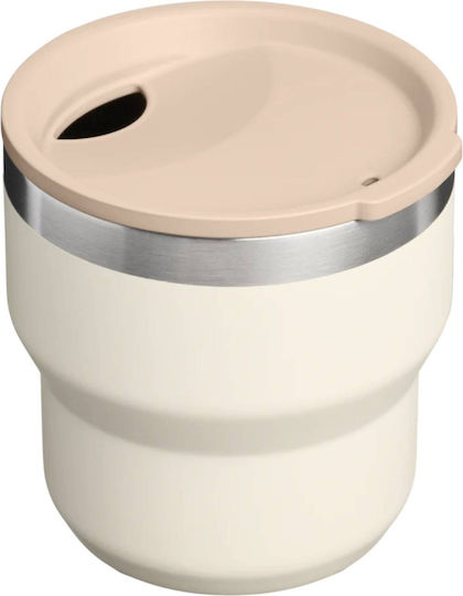 Stanley The Stay Hot Stacking Camp Cup Pahar Termos Oțel Inoxidabil Fără BPA 290ml Crem