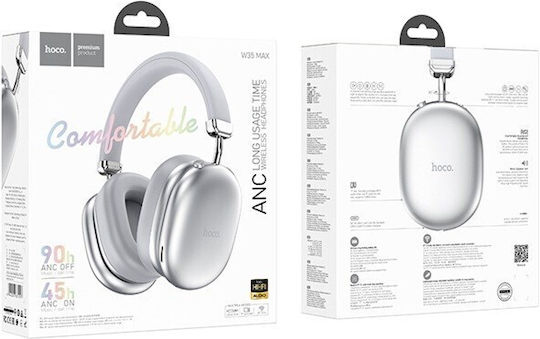 Hoco W35 MAX ANC Wireless / Wired Over Ear Headphones with 40 Hours Playing Time Silver