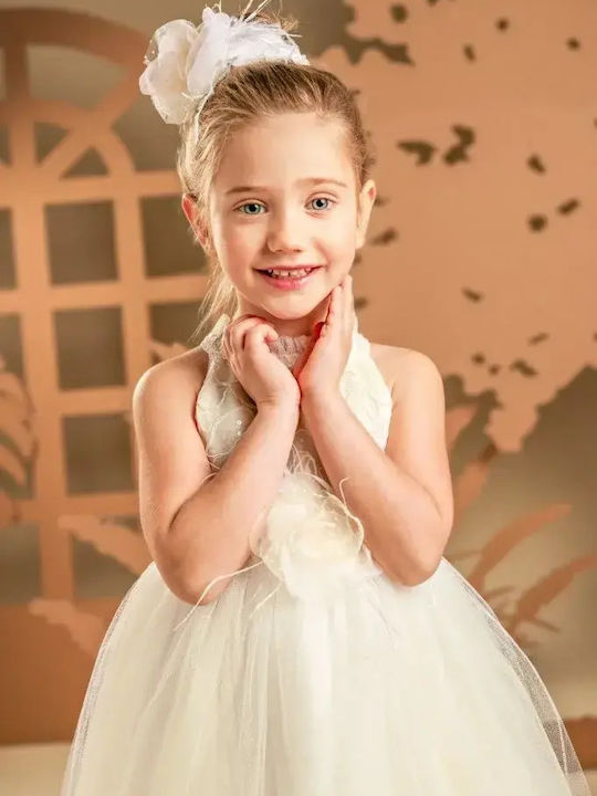 Baby Bloom Ecru Baptism Dress Made of Tulle