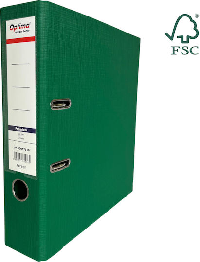 Optima Clasic & Premium Dosar A4 Cu Arc Laminat Pp Margine Metalică 75 Mm Optima Premium Verde