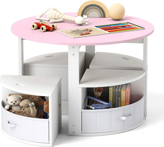 Costway Kinder Tische Set mit Stühlen für Malerei Rosa Costway