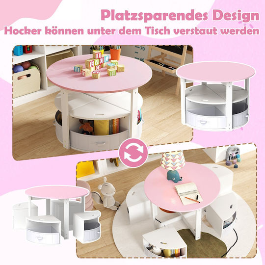Costway Kinder Tische Set mit Stühlen für Malerei Rosa Costway