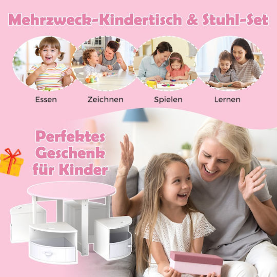 Costway Kinder Tische Set mit Stühlen für Malerei Rosa Costway